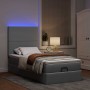 Estructura de cama otomana con colchón tela gris claro 90x200cm