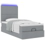 Estructura de cama otomana con colchón tela gris claro 90x200cm