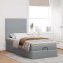 Estructura de cama otomana con colchón tela gris claro 90x200cm