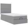 Estructura de cama otomana con colchón tela gris claro 90x200cm