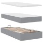 Estructura de cama otomana con colchón tela gris claro 90x200cm