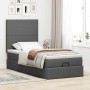 Estructura cama otomana colchón tela gris oscuro 90x200cm