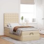 Estructura de cama otomana con colchón tela crema 100x200cm