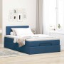 Estructura de cama otomana con colchón tela azul 120x200cm