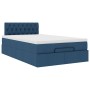 Estructura de cama otomana con colchón tela azul 120x200cm