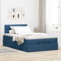 Estructura de cama otomana con colchón tela azul 120x200cm