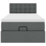 Estructura cama otomana colchón tela gris oscuro