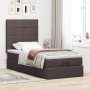 Estructura cama otomana colchón tela marrón oscuro 90x200cm