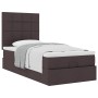 Estructura cama otomana colchón tela marrón oscuro 90x200cm