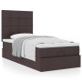 Estructura de cama otomana colchón tela marrón oscuro 100x200cm