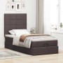 Estructura de cama otomana colchón tela marrón oscuro 100x200cm