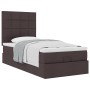 Estructura de cama otomana colchón tela marrón oscuro 100x200cm