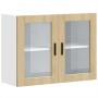 Armario de pared para cocina puerta cristal Porto roble sonoma