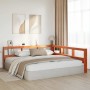 Cabecero cama estantería forma L marrón encerado 200 cm