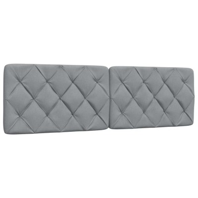 Cabecero de cama acolchado tela gris claro 160 cm