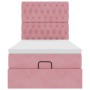 Estructura de cama otomana colchones terciopelo rosa 90x200cm