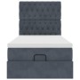 Estructura cama otomana colchones terciopelo gris oscuro