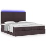 Estructura cama otomana colchones tela marrón oscuro 200x200cm