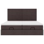 Estructura cama otomana colchones tela marrón oscuro 200x200cm