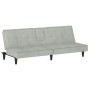 Sofá cama con portavasos terciopelo gris claro
