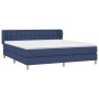 Cama box spring con colchón tela azul 160x200 cm
