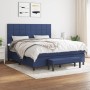 Cama box spring con colchón tela azul 160x200 cm