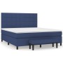 Cama box spring con colchón tela azul 160x200 cm