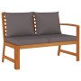 Juego comedor de jardín 6 pzas con cojines madera maciza acacia