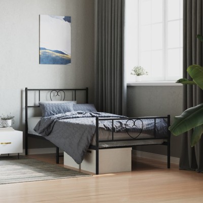 Estructura cama sin colchón con estribo metal negro 100x200 cm