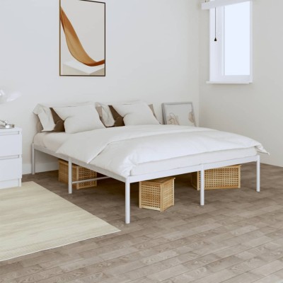 Estructura de cama sin colchón metal blanco 140x190 cm