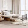 Estructura cama sin colchón con estribo metal negro 100x200 cm