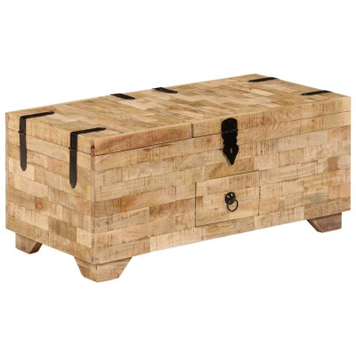 Mesa de centro de madera maciza de mango 80x40x35 cm