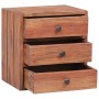Mesita de noche con 3 cajones madera maciza caoba 35x25x35 cm
