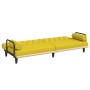 Sofá cama con reposabrazos tela amarillo claro