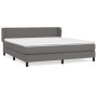 Cama box spring con colchón cuero sintético gris 160x200 cm