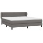 Cama box spring con colchón cuero sintético gris 160x200 cm