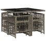 Set comedor jardín 9 pzas y cojines ratán sintético gris