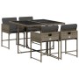 Set comedor de jardín 5 piezas con cojines ratán sintético gris