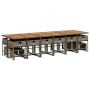 Set comedor de jardín 17 pzas y cojines ratán sintético gris