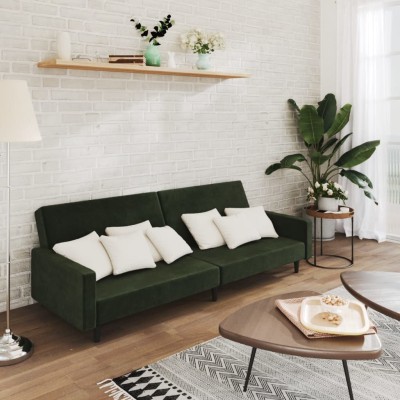 Sofá cama de 2 plazas terciopelo verde oscuro