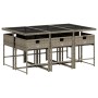 Set comedor jardín 7 pzas y cojines ratán sintético gris