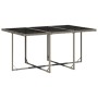 Set comedor jardín 7 pzas y cojines ratán sintético gris