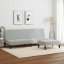 Sofá cama de 2 plazas con taburete terciopelo gris claro