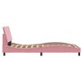 Estructura de cama con luces LED terciopelo rosa 100x200 cm