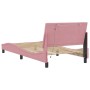 Estructura de cama con luces LED terciopelo rosa 100x200 cm