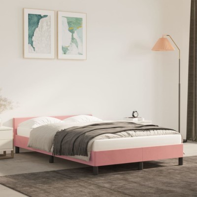 Estructura de cama sin colchón terciopelo rosa 120x190 cm