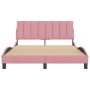 Estructura de cama sin colchón terciopelo rosa 140x190 cm