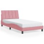 Estructura de cama sin colchón terciopelo rosa 100x200 cm