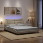 con LED sin colchón tela color crema 160x200 cm