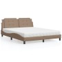 Cama con colchón cuero sintético capuchino 160x200 cm